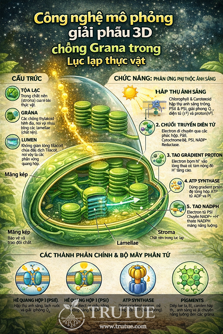 Công nghệ mô phỏng giải phẫu 3D chồng Grana trong Lục lạp thực vật
