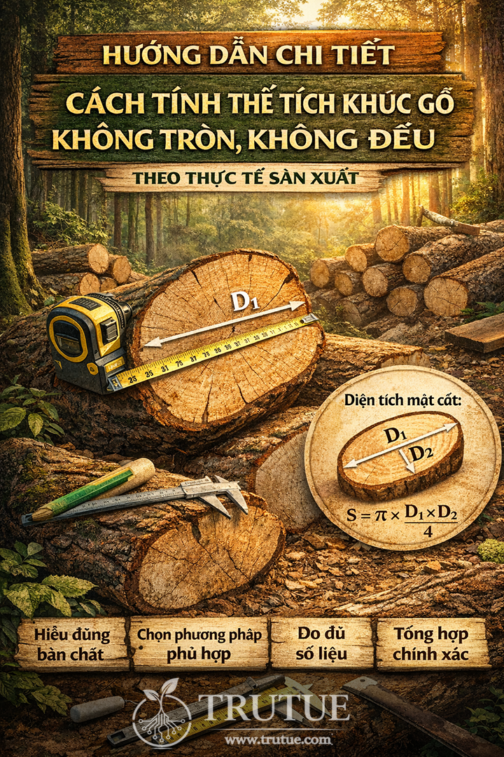 Hướng dẫn chi tiết cách tính thể tích khúc gỗ không tròn, tròn