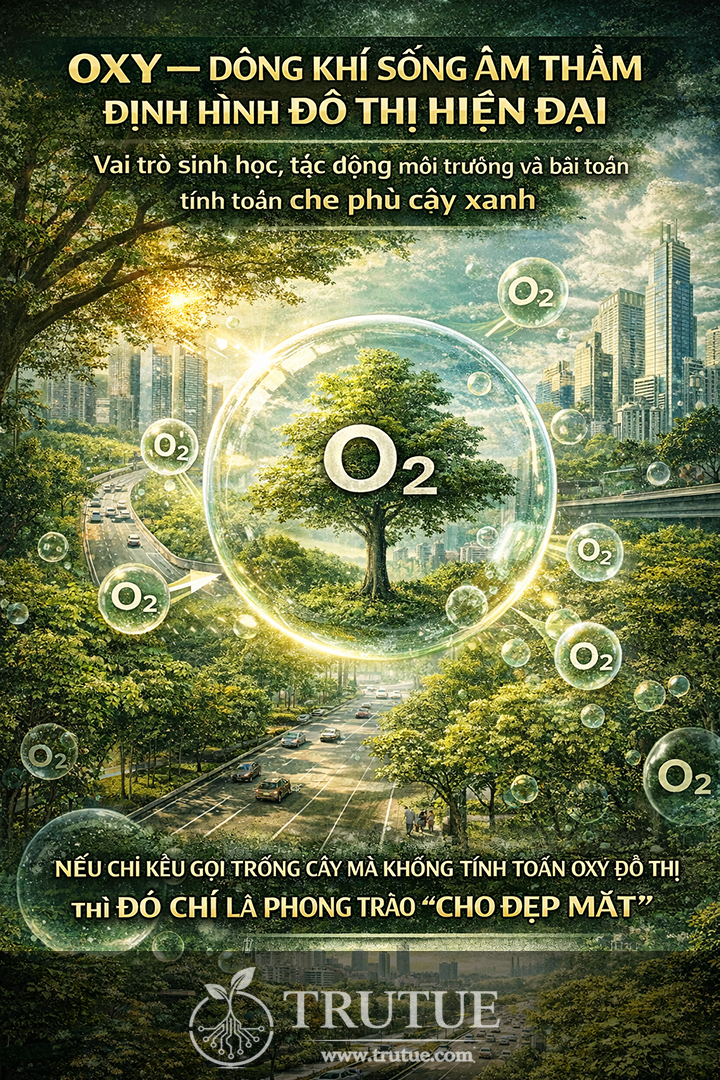 TÍNH LƯỢNG O2 THẢI RA TRONG NGÀY và bài toán tính toán che phủ cây xanh đô thị hình